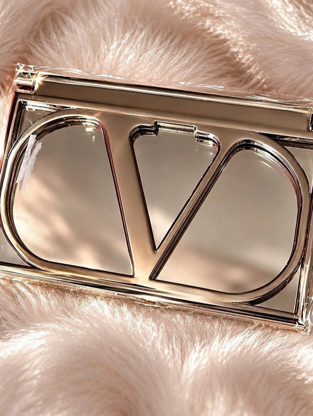 Valentino Beauty Gold V Logo Compact Mirror New